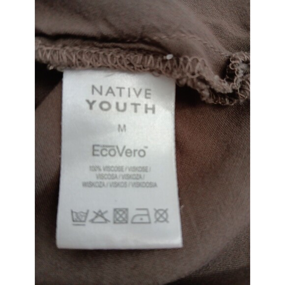 Native Youth Button Up Shirt Women Medium Brown Floral Embroidery Viscose EUC - Picture 5 of 8